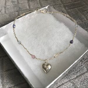🪞Heart charm beaded anklet
